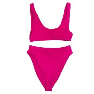 Hot Pink High Cut Bikini‎ Set Swimsuit Two Piece Bathing Suit